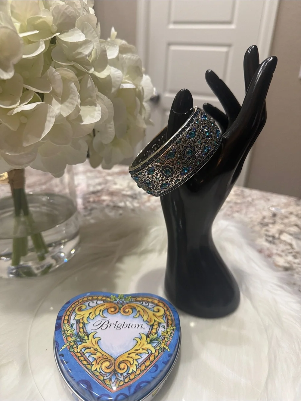 🩵 Brighton Eternal Sky Blue and Teal Enamel Filigree Cuff Bracelet NWOT